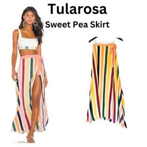 Tularosa Maxi Skirt S Colorful Striped Wrap Skirt with Tie and button closure